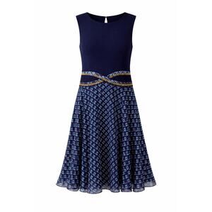 Diane von Furstenberg Navy Blue Sleeveless Fit Flare Dress Geometric Skirt - 8
